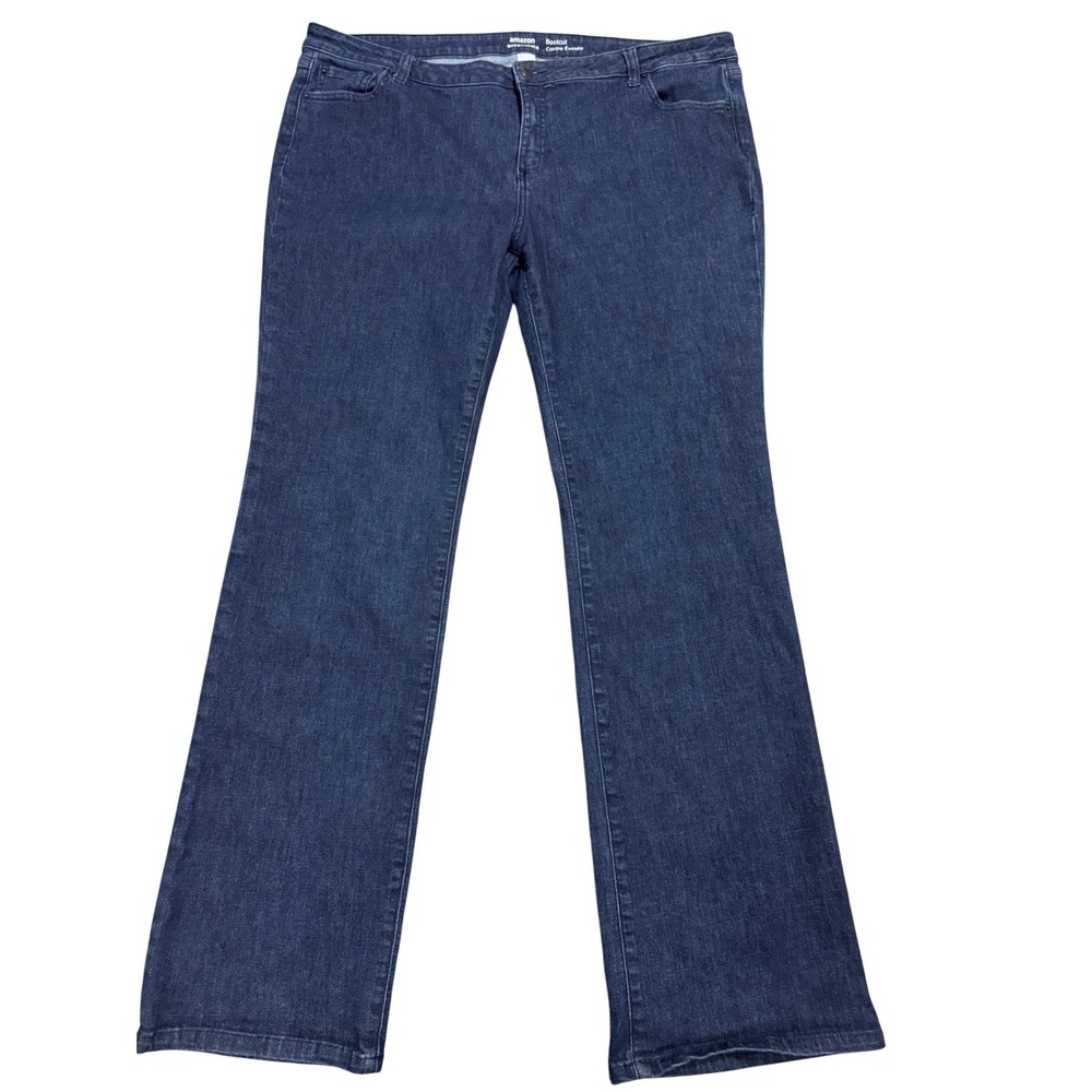 Amazon Essentials Womens Bootcut Jeans Dark Wash Blue Size 20 Long Stretch Denim